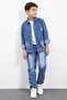 Blue Badged Denim Shirt Boys' Trousers 3-Piece Denim Set 23469 - 4