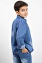 Blue Badged Denim Shirt Boys' Trousers 3-Piece Denim Set 23469 - 8