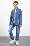 Blue Badged Denim Shirt Boys' Trousers 3-Piece Denim Set 23469 - 3