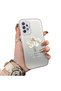 Samsung Galaxy A72 Compatible Silicone Edge Acrylic Back White Flower Protective Case - 3