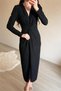 women's black waist-ruched slit midi length evening dress NM027 - 2