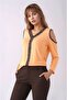 Kadon Off-The-Shoulder Three-Quarter Sleeve Leopard Piping Comfortable Fit Sport Stylish Blouse - 3