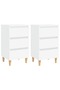 Bed Cabinets with Solid Wood Legs 2 pcs White 40x35x69 cm
