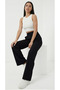 Women's High Waist Black Palazzo Pants – Stretch Fabric Velcro Closure - 4