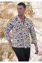 Colorful Caravan on Beige Printed Camping and Nature Themed Slim Fit Shirt - 4
