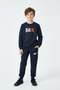 3 Thread Round Neck Printing Detail Thick Winter 4 Piece Boys Tracksuit Set - 5