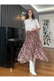 Brown Skirt Asymmetrical Elastic Waist Chiffon Skirt - 3