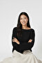 Women's Black Spanish Sleeve Model Knitwear Sweater - 5