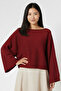 Women's Burgundy Spanish Sleeve Model Knitwear Sweater - 5