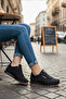 Unisex Black Crepe Lace-Up Mesh Breathable Comfortable Sole Walking Sneakers Sneakers