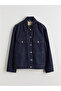 Xside Navy Blue Shirt Collar Women's Jean Jacket - 5