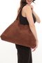 Velvet Earth Color Corded Fabric Velvet Expandable Cloth Bag - 2