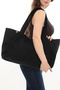 Velvet Black Corded Fabric Velvet Expandable Cloth Bag - 4