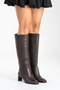 Taly Brown Skin Genuine Leather Women's Block Heeled Boots - 4