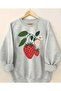 Strawberry Print Detailed Crew Neck Sweatshirt