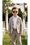 Boys' flared linen loose-fitting suit with jacket / shirt, trousers, jacket, and bow tie linen suit - 2