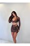 Brown Shiny Lame Fabric Skirted Double Suit - 2
