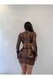 Brown Shiny Lame Fabric Skirted Double Suit - 3