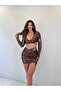 Brown Shiny Lame Fabric Skirted Double Suit