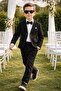 Boys' flared linen loose-fitting suit with jacket / shirt, trousers, jacket, and bow tie linen suit