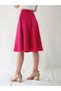 Women's Pink Six Piece Woven Knee Length Bell Skirt - 6