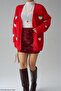 Women's Red Strawberry Patterned Knitwear Cardigan - 3