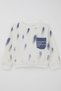 Donino Boys' Tracksuit Set with Spray Paint Pattern and Pocket Detail, Ages 2-5, Ecru - 2