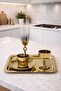 Gold Coffee Presentation Set – Gold Coffee Cup, Turkish Delight Bowl and Tray - Luxury Coffee Set - Groom's Coffee Set