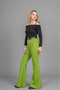 Women's Summer Pistachio Green High Waist Spanish Flare Pants with Belt Casual Daily Office Stylish 3950 - 4