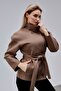 Carvella Mink Mock Neck Belted Cashmere Jacket - 3