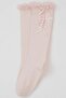 Girl's Golf Socks with Bow Accessories and Lace, Ages 1-8, Pink - 3