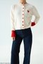 Women's Cream Crew Neck Heart Detailed Knitwear Cardigan