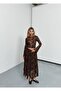 Women's Floral Patterned Tulle Midi Length Bohemian Skirt Lined Embroidered Skirt - 4