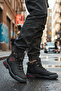 Black Red Non-Slip Sole Zippered Unisex Outdoor Boots 444 g - 3