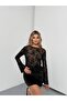 Women's Tulle Embossed Gathered Sheer Blouse Boat Neck Long Sleeve Chic Crop - 4