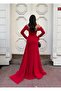 Stretchy Crepe Fabric, Sleeve Pleat Detailed Tailed Evening Dress 583379 Red - 2