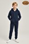 Boy's College Printed Hooded 3 Thread Ş Fleece-Lined Zippered Tracksuit Set - 2