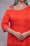 111950 Women's Plus Size Orange Shoulder Detail Stone Blouse - 5