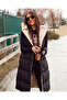 Morena Black Beige Double Sided Hooded Long Inflatable Vest New Season - 2