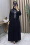 Rumeysa Dress Black Women Belisi Cotton Fabric with Scarf