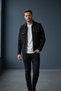 Interview Polo Collar Zippered Snap Pocket Black Sweatshirt Jacket - 6