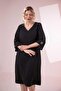 121991 Women's Plus Size Black Collar Sleeve Stone Dress - 5