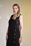 1112082 Women's Plus Size Black Button Detailed Sleeveless Dress - 4