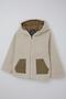 Girl's Plush Coat Hooded Zippers, Ages 5-8, Stone - 6