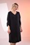 121991 Women's Plus Size Black Collar Sleeve Stone Dress - 7