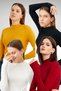 Women's Set of 4 Black White Burgundy Mustard Finger Detailed Bodysuits