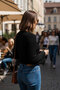 Women's Black Spanish Sleeve Half Fisherman Detailed Knitwear Sweater - 3