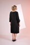 121991 Women's Plus Size Black Collar Sleeve Stone Dress - 8