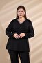 3330690 Women's Plus Size Black V-Neck Blouse - 3