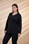 3330690 Women's Plus Size Black V-Neck Blouse